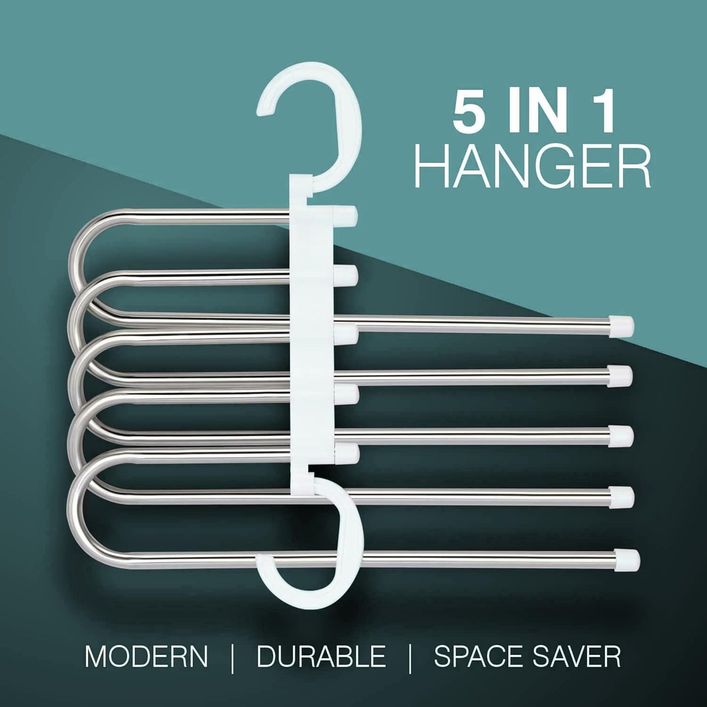 A set of 5 Magic Pants Hangers | 5 in 1 Space Saving Closet Organizer