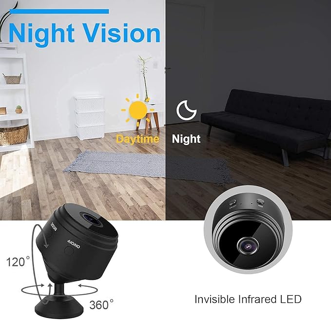 Mini WiFi Hidden Cameras,Wireless Spy Cameras with Video Live Feed / baby Nanny cam