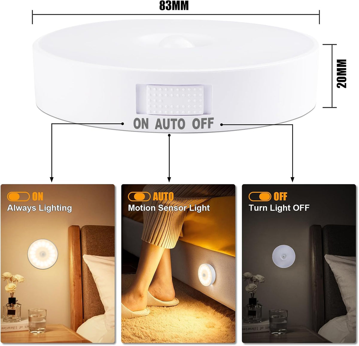 Led Wireless Night Light Motion Sensor Cabinet Light Human Body