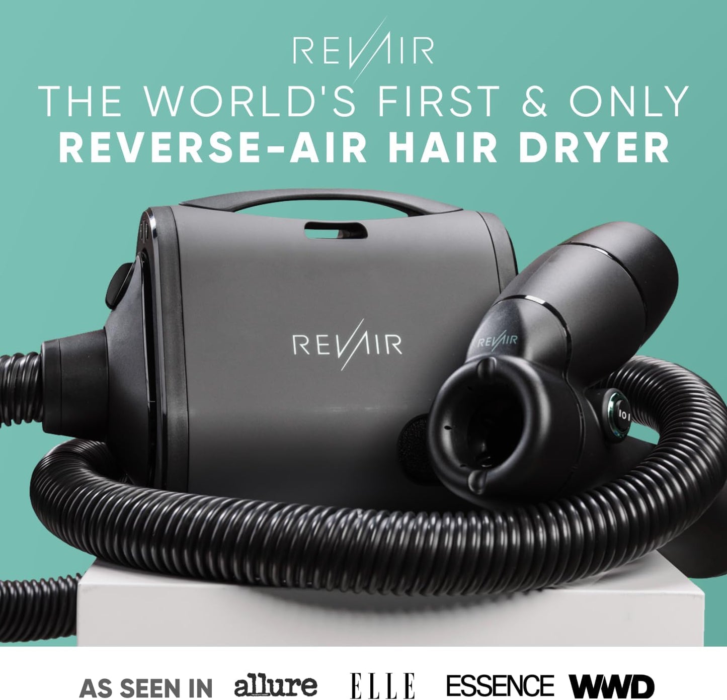 REVAIR Reverse-Air Dryer, Vacuum Hair Dryer for All Hair Types, 800 Watts, Black