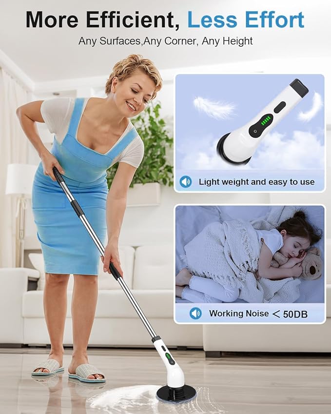 9 in 1 Cordless Electric Spin Scrubber - Cleaning Brush for Home