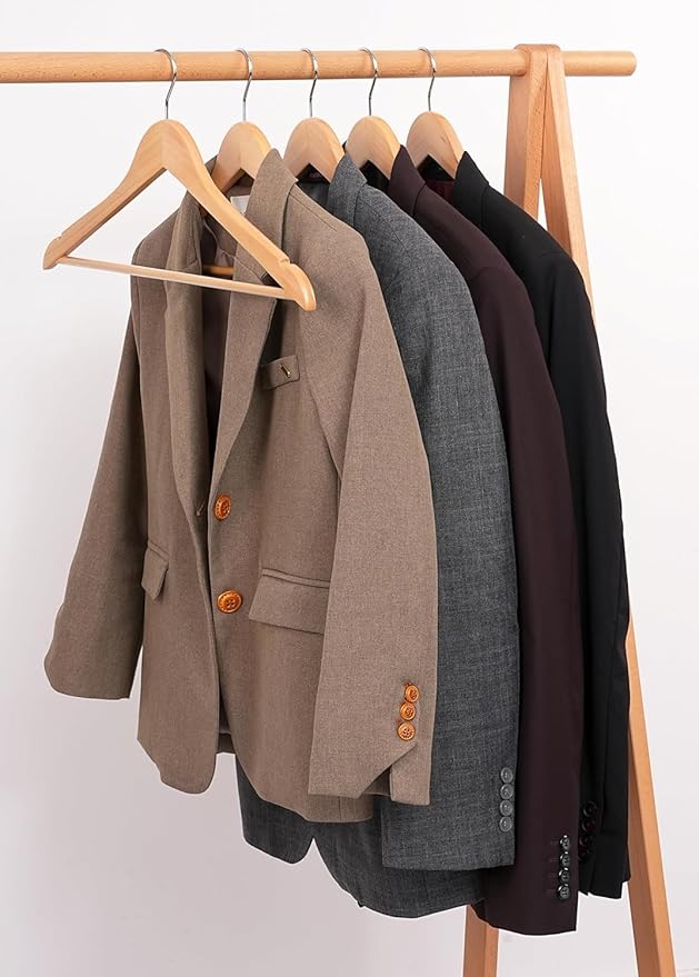 Non-Slip Wooden Suit Hangers for Clothes, Dresses, and Coats (Ver Durable)