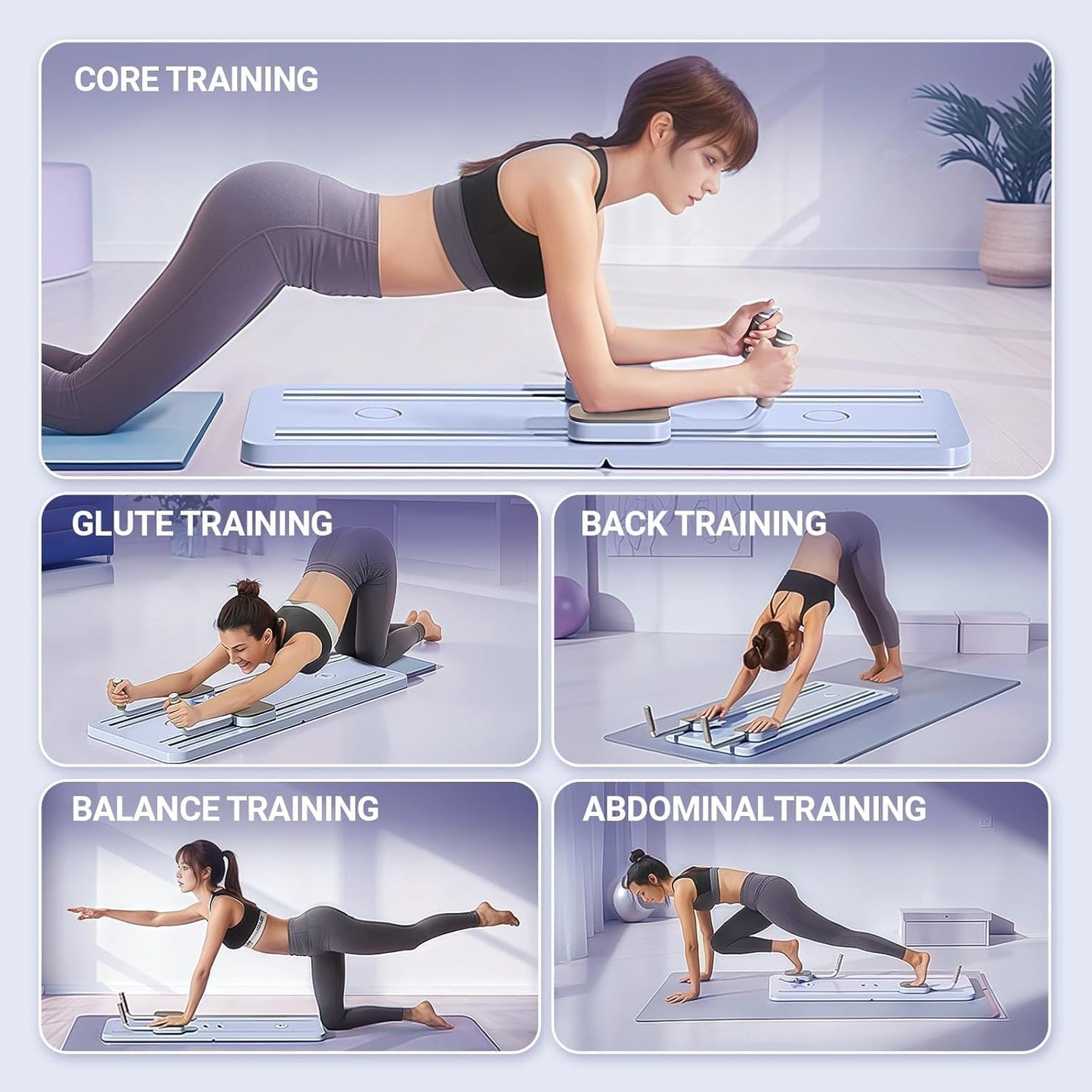 Abdominal Board,Pilates Reformer Set,Multi-Purpose Foldable Pilates