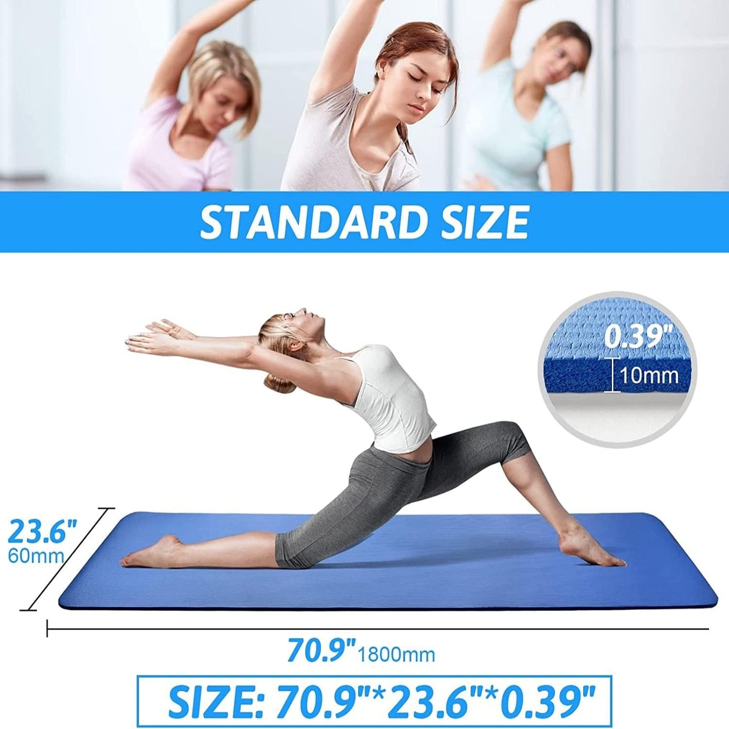 Yoga Mat Floor , Extra Thick Exercise Yoga Gym Floor Mat with Carrying Strap