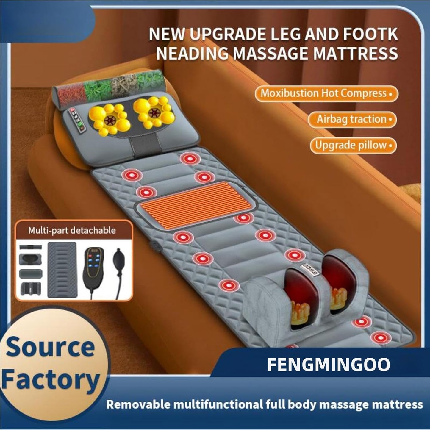 Full Body Massage Mat with Heat Massage Chair pad, Neck Foot Massager , shiatsu