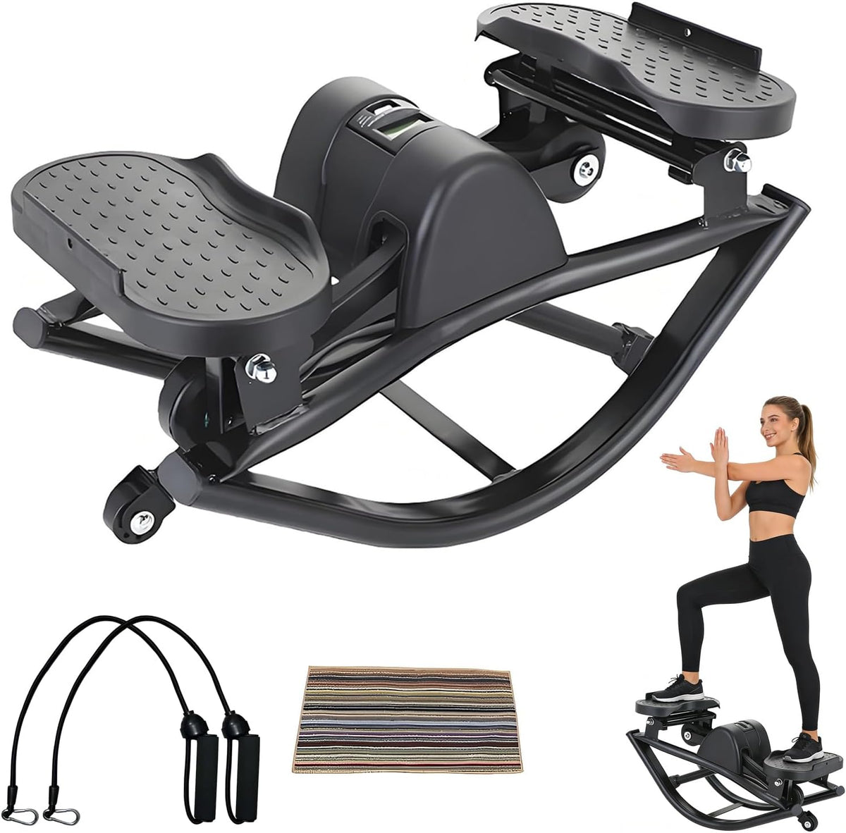Rock Stepper Step Side-to-Side Lateral Rocking Fitness Stepper with Digital Monitor