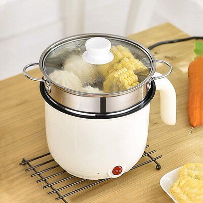 Electric Hot Pot with Steamer, 2L Electric Hot Pot, Mini Portable Non Stick