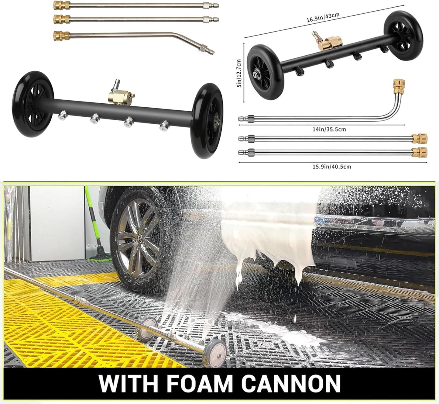 Water Broom Under car 2 in 1 Pressure undercarriage Washer Attachment