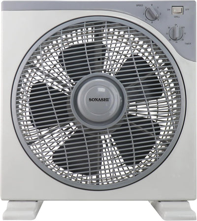 12 Inch Box Fan - 3 Speed Selector | Powerful Box Fan with Rotating Front Louver