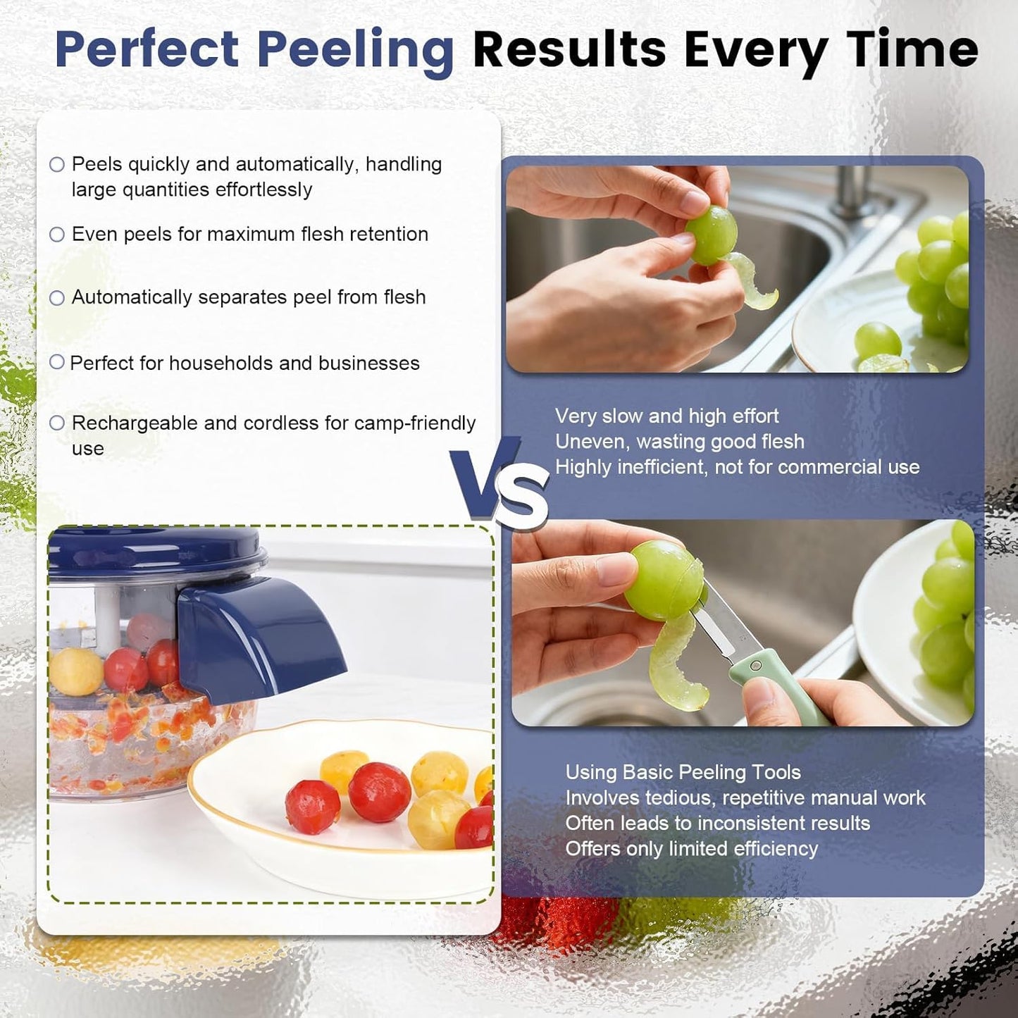 Automatic Grape ,potato ,small fruits Peeler Machine