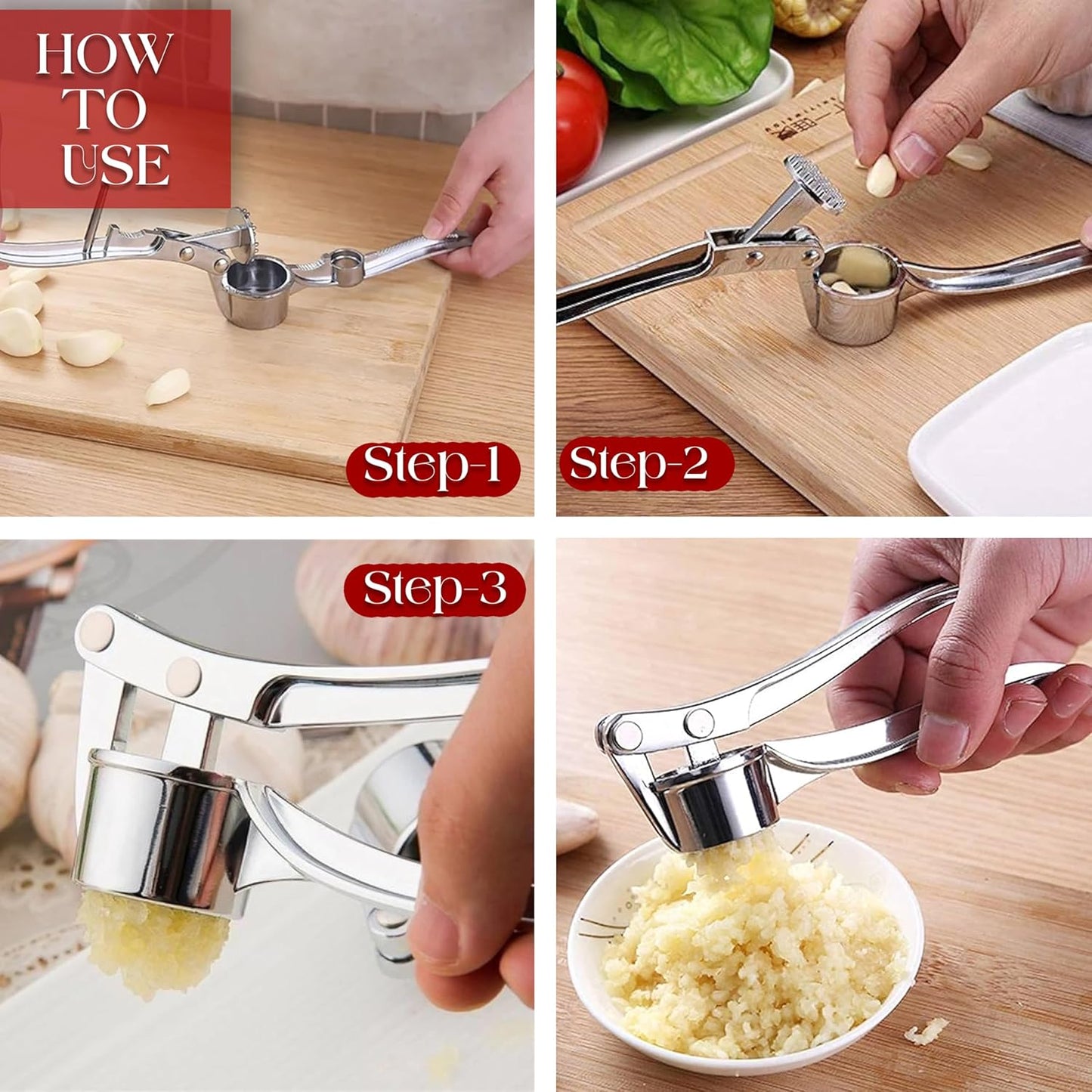Stainless Steel Multi-Functional Manual Garlic Crusher Presser Portable