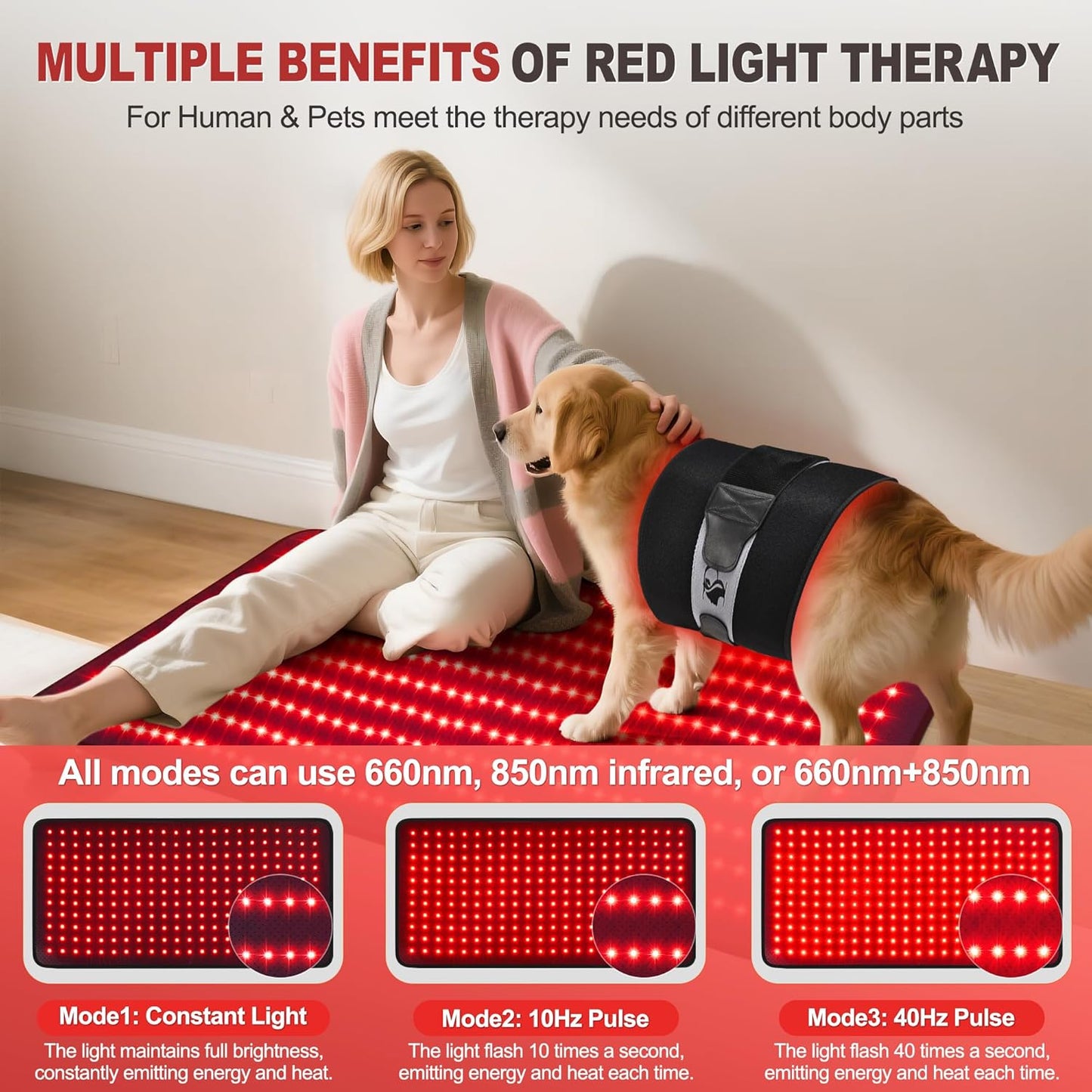 Pedete Red Light Therapy Mat for Body, Holiday Birthday Gifts for Women Men, 39’’ x 24’’Large Infrared Light Therapy with Time