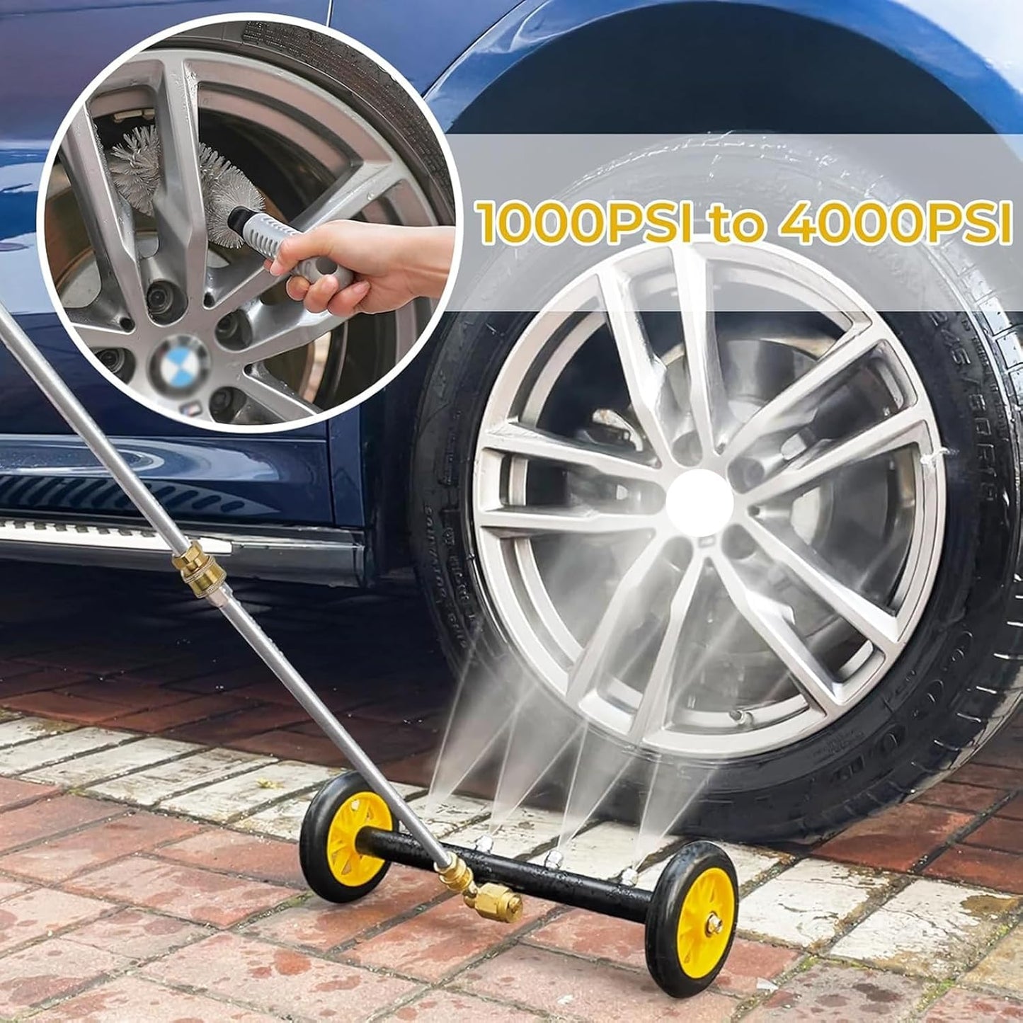 Water Broom Under car 2 in 1 Pressure undercarriage Washer Attachment