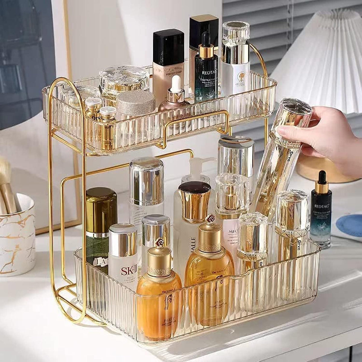 2-Tier Bathroom Organizer Countertop,Vanity Organizer Basket