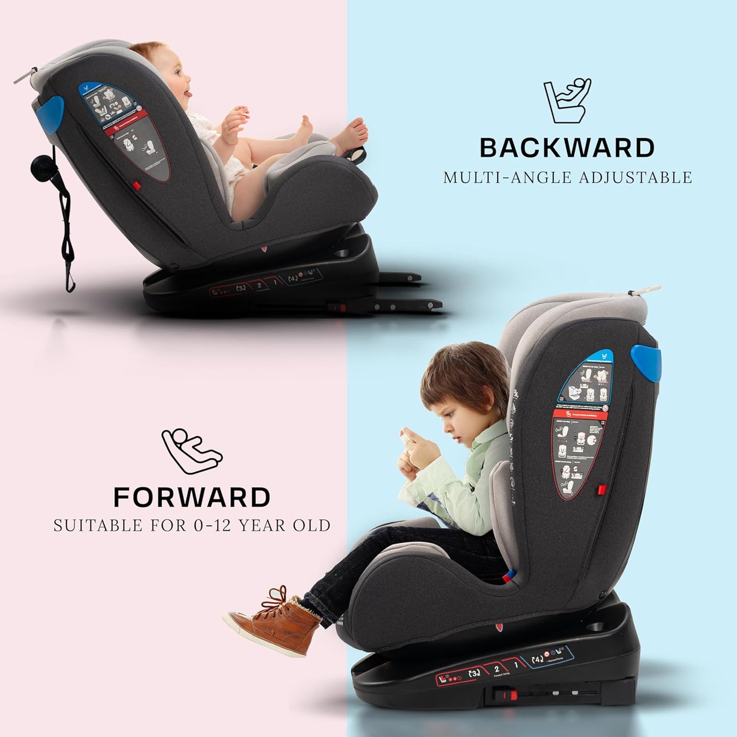 Kidilo Convertible Car Seat for Baby 0 to 12 up to 30kg