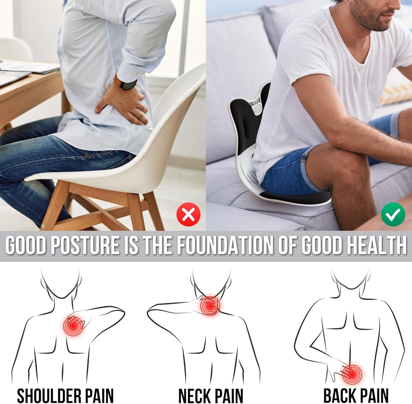 Lumbar Support Posture Corrector seat pad Chair for Adults