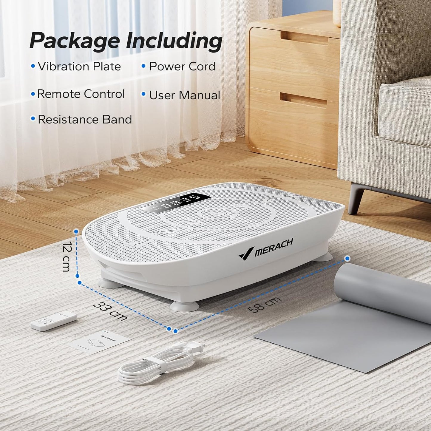 MERACH Vibration Plate Exercise Machine, Whole Body Exercise & Fitness Equipment, Bluetooth and Silicone Pedal, Vibrating Plate Machine