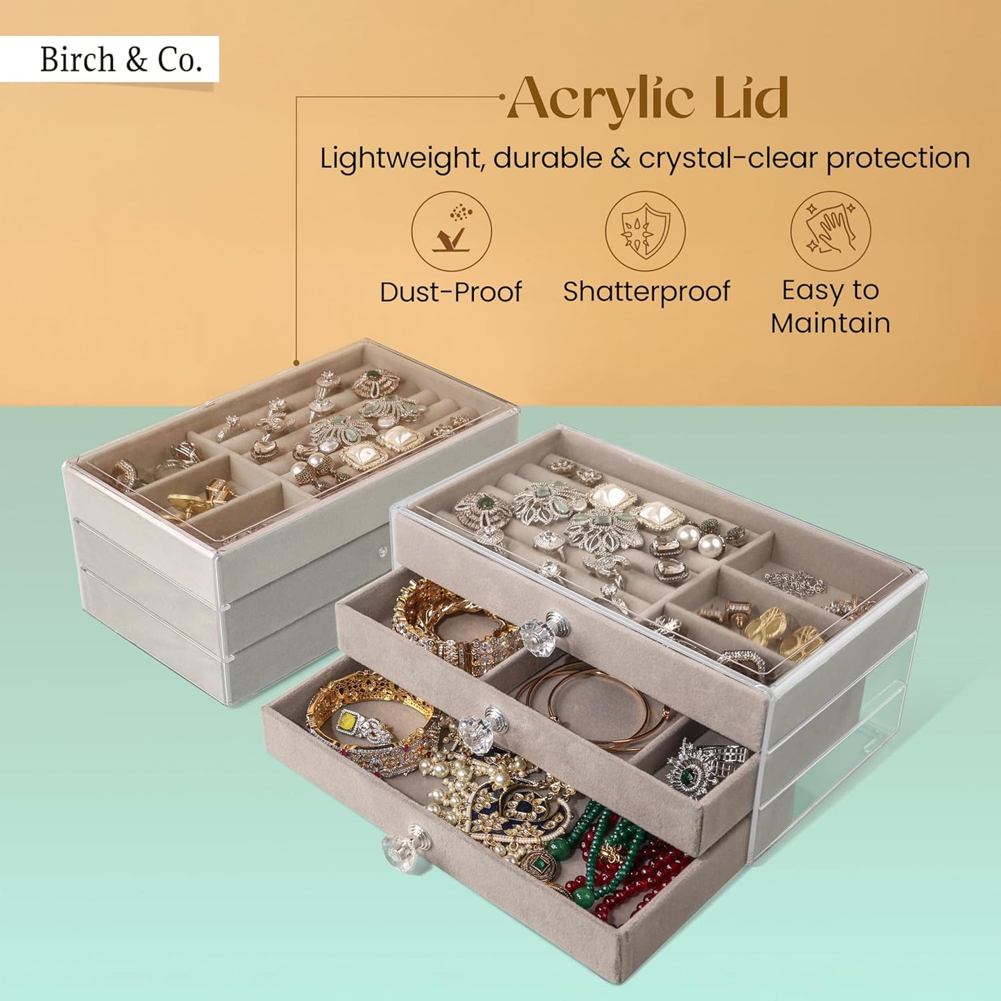 Jewellery Box - 3 Layer Jewellery Organizer Storage Box