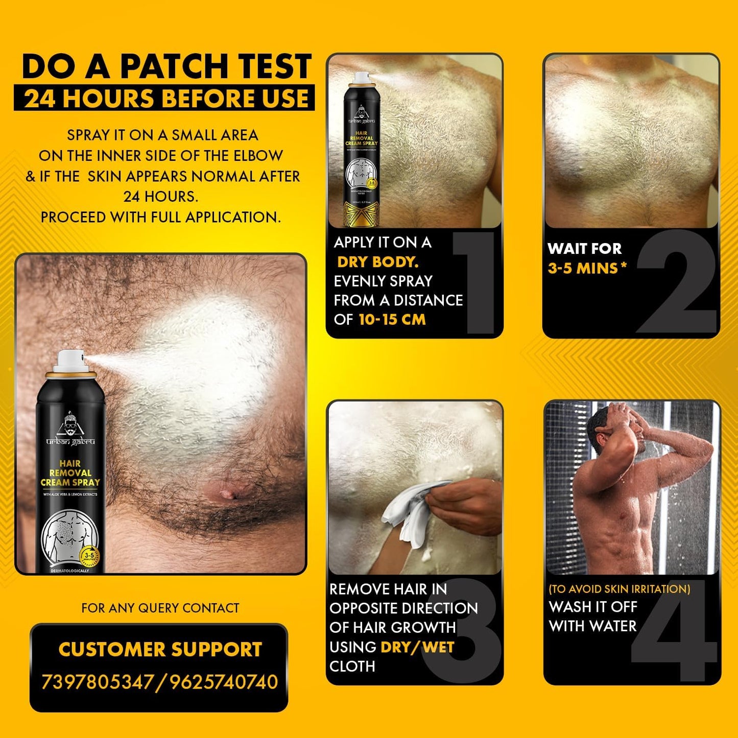 Urbangabru Hair Removal Spray (200 ml) | Body Hair Removal In 10 Minutes