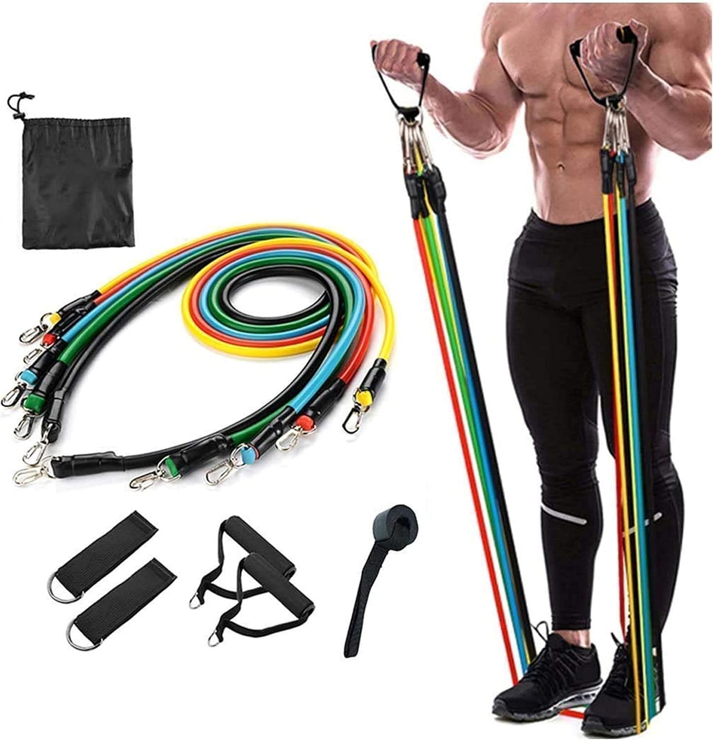 11 Piece Gym Power Resistance Band Set for Workout, Resistance Band