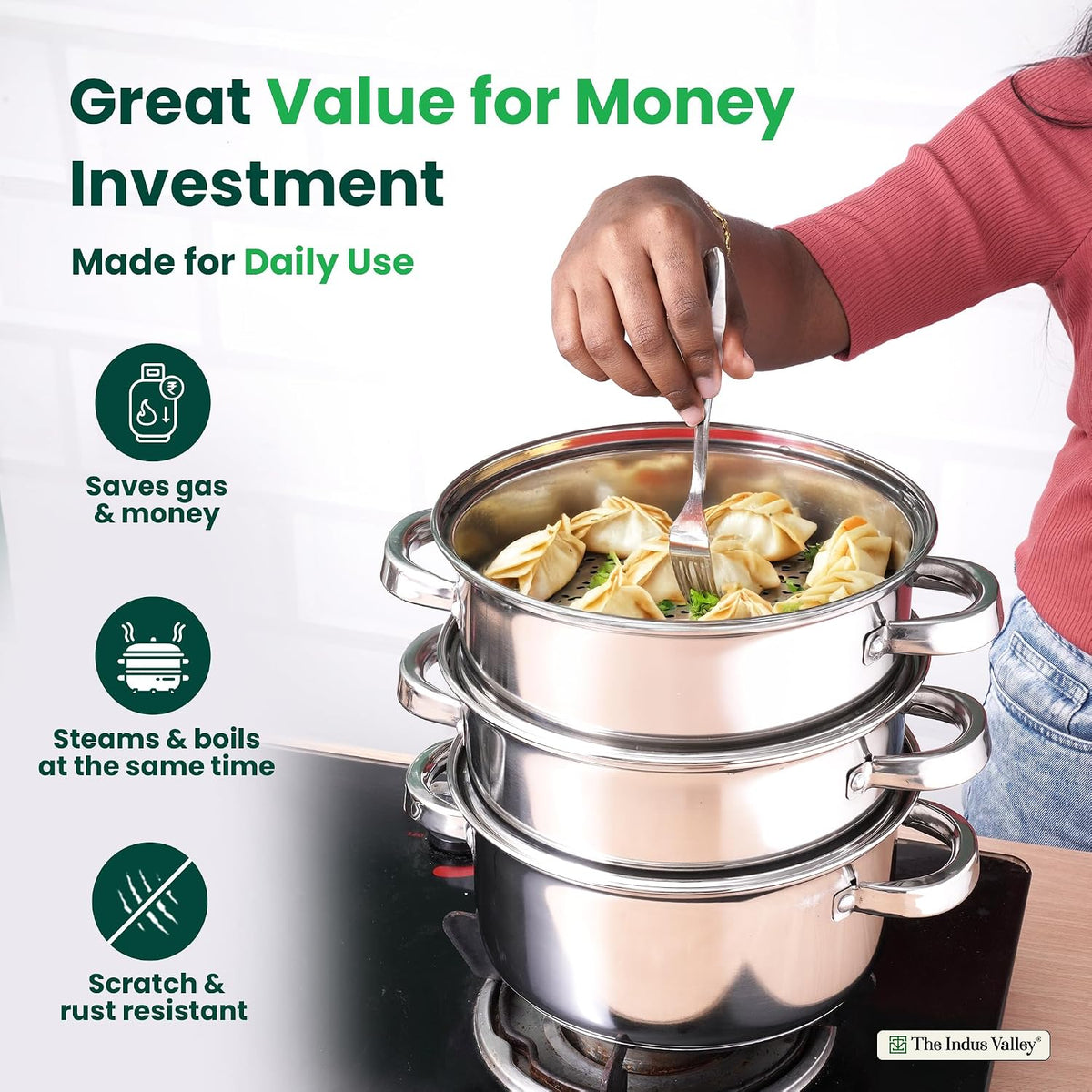 Stainless vegetable , food steamer  4 Tier Steamer