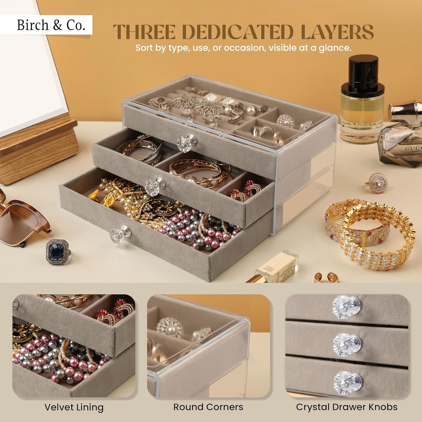 Jewellery Box - 3 Layer Jewellery Organizer Storage Box