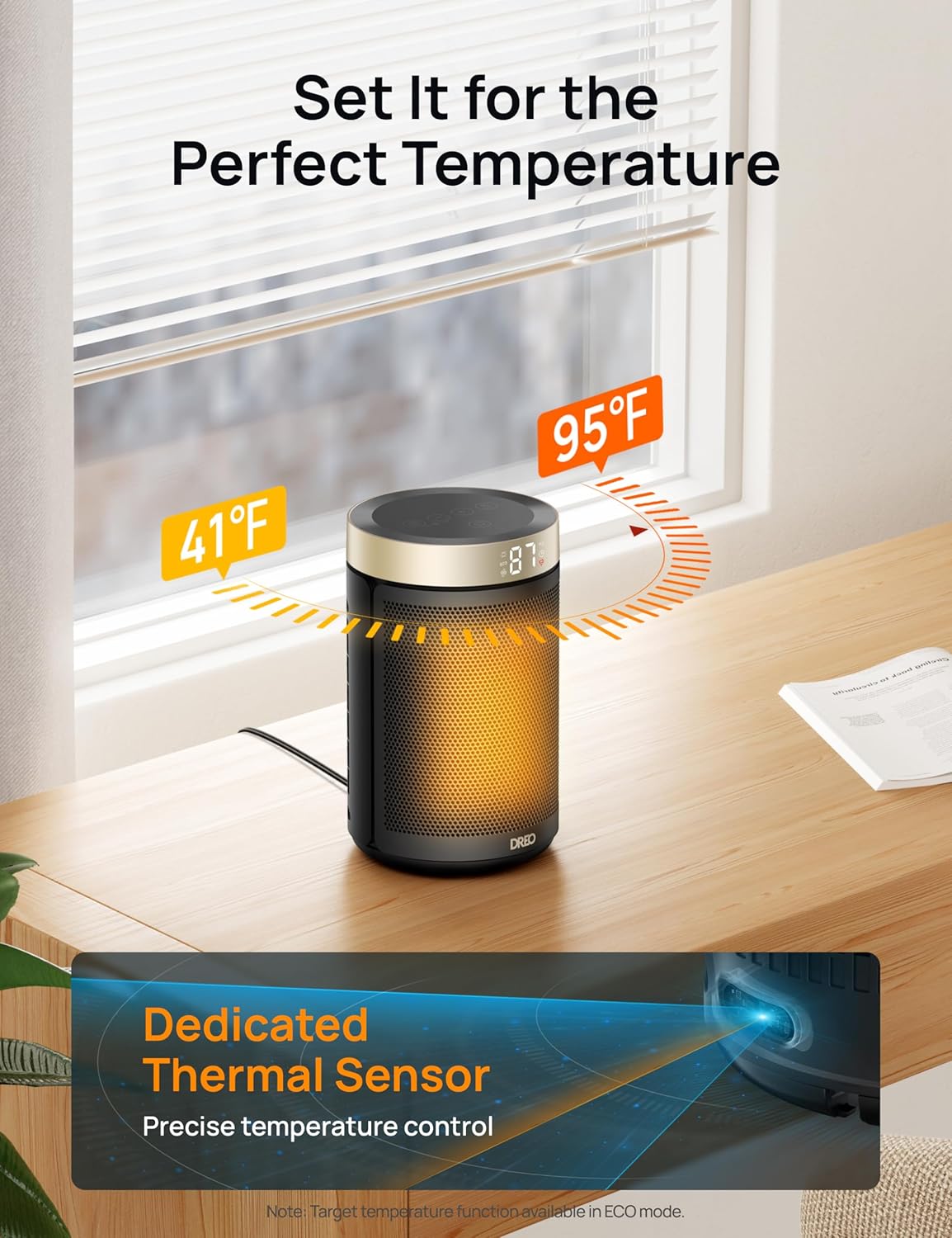 Space Heater, Portable Electric Heaters for Indoor Use with Thermostat