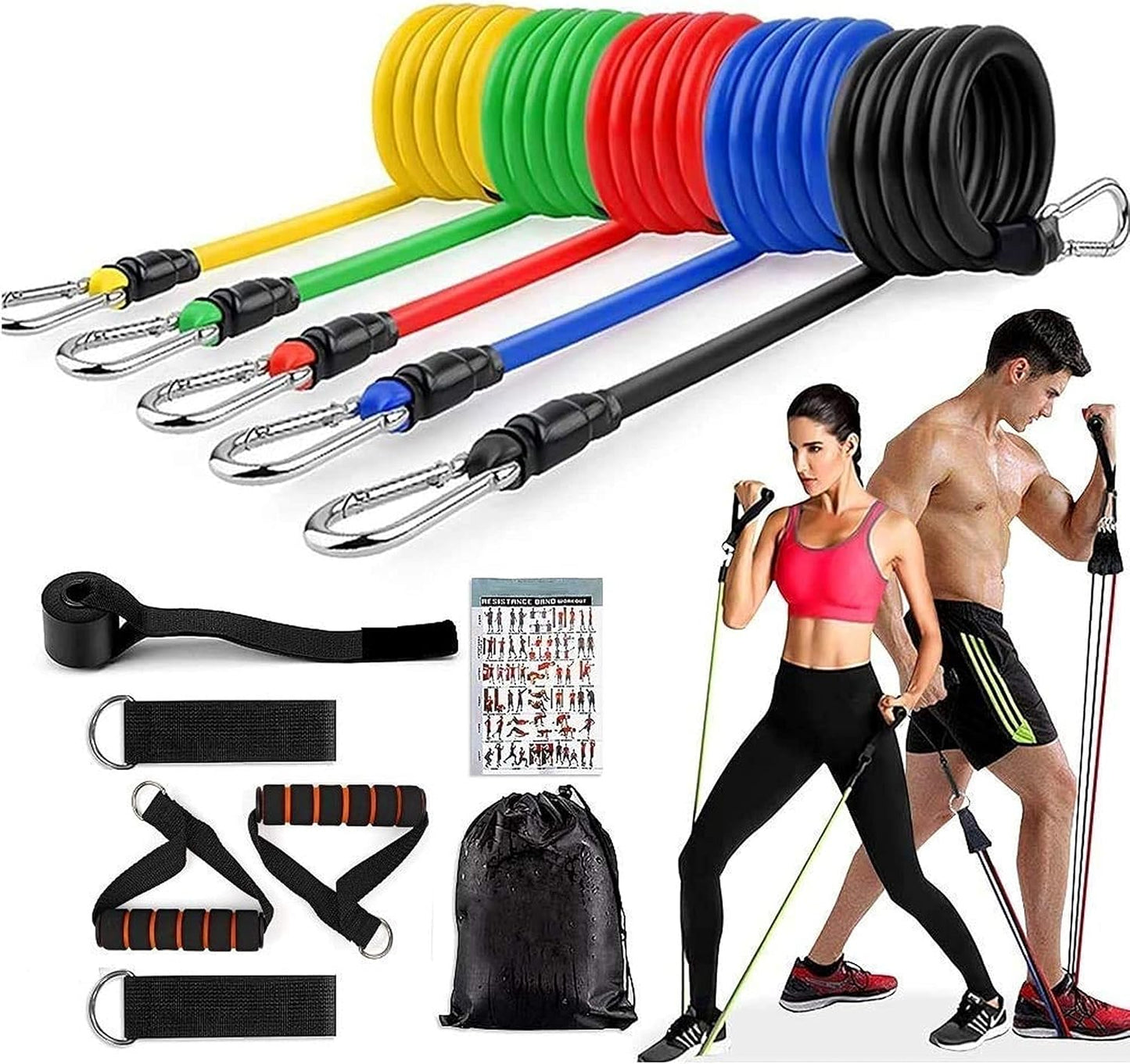11 Piece Gym Power Resistance Band Set for Workout, Resistance Band