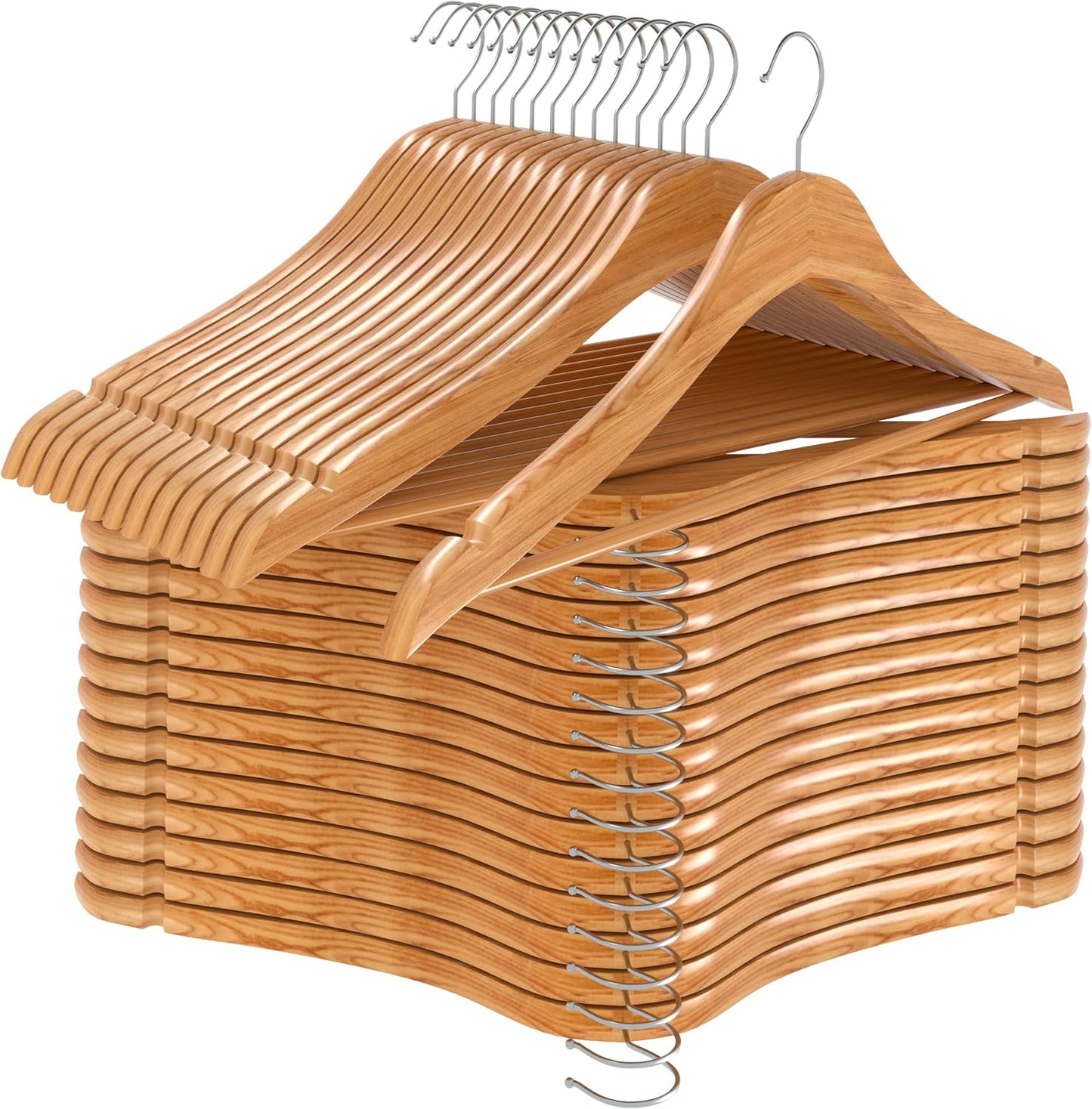 Non-Slip Wooden Suit Hangers for Clothes, Dresses, and Coats (Ver Durable)