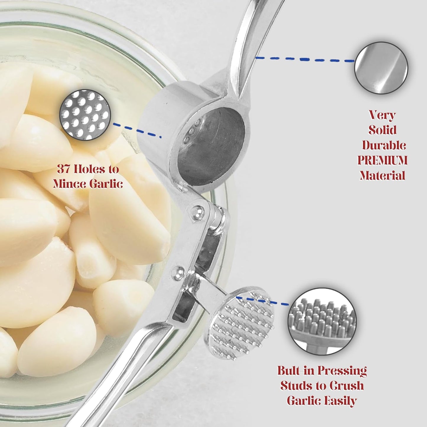 Stainless Steel Multi-Functional Manual Garlic Crusher Presser Portable