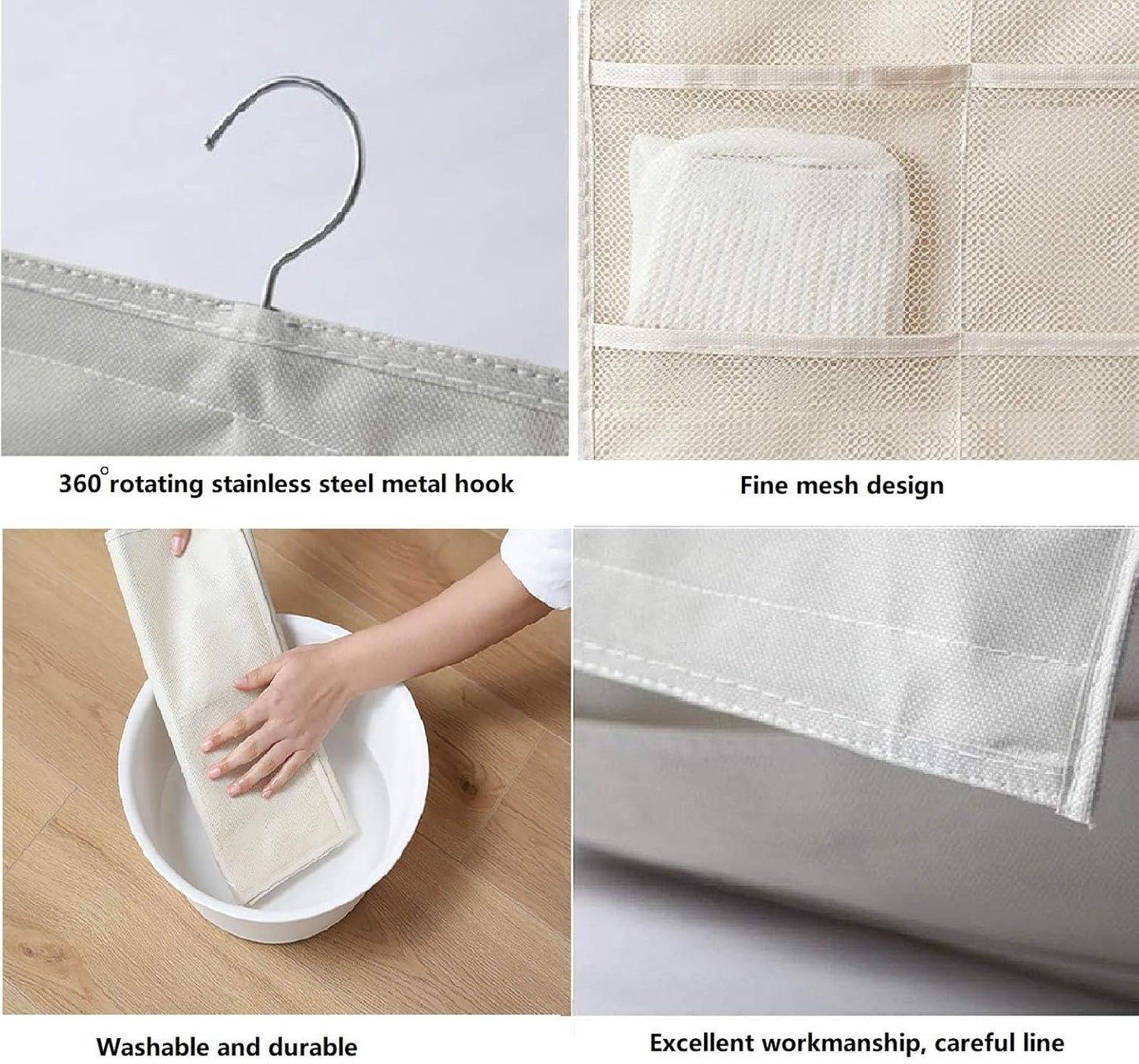 Hanging Closet Organizer with Dual Sided Mesh Pockets