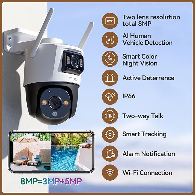 Electric 5K Outdoor Wireless Camera security , waterproof  (Wifi compability) with two way audio speaker