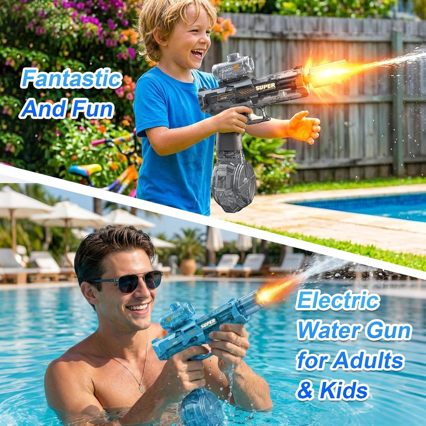 Electric Water Gun  Pistols Long Range with flashing light