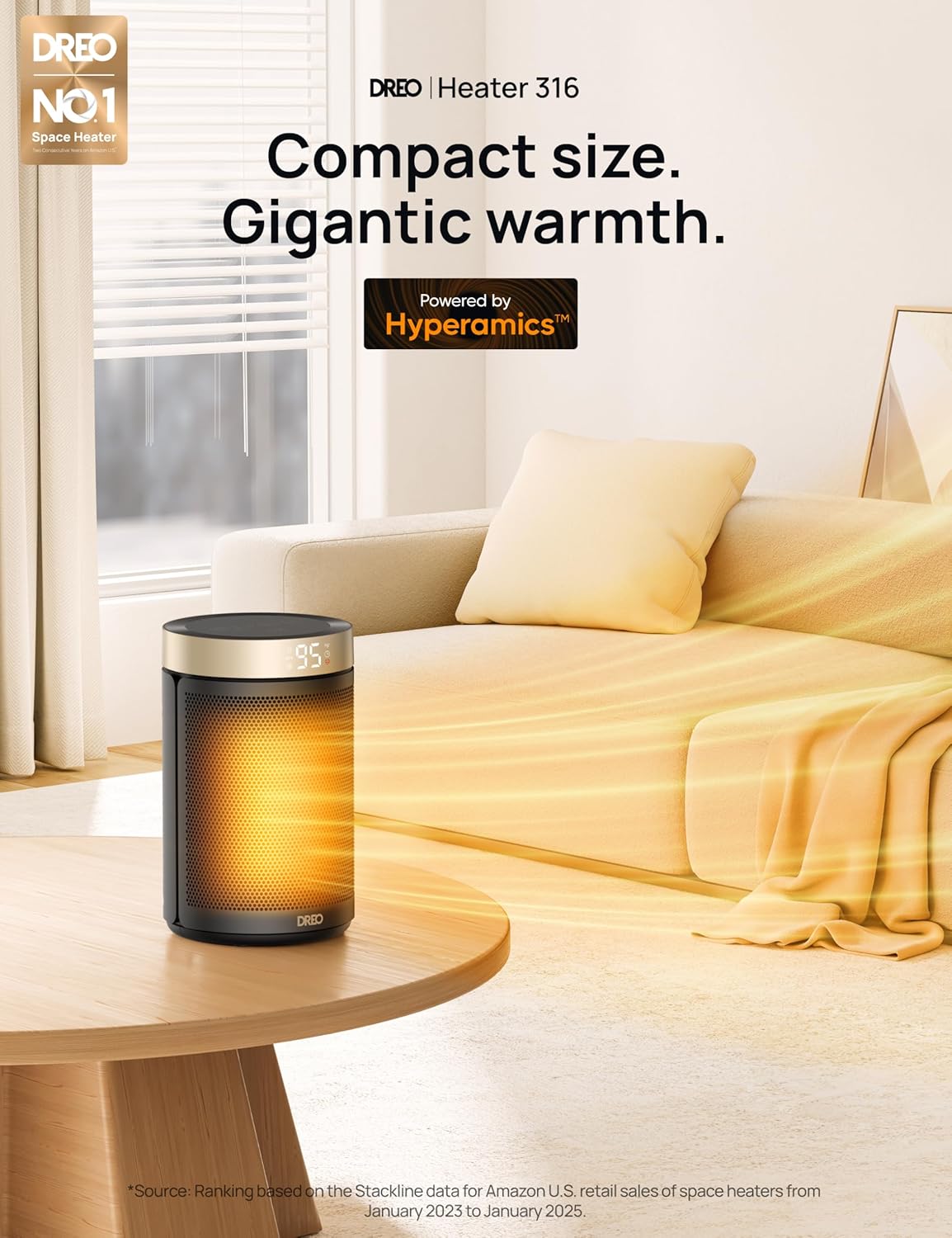 Space Heater, Portable Electric Heaters for Indoor Use with Thermostat