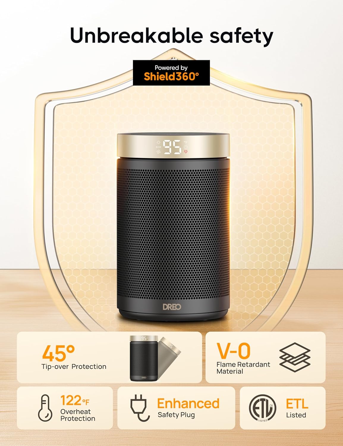 Space Heater, Portable Electric Heaters for Indoor Use with Thermostat