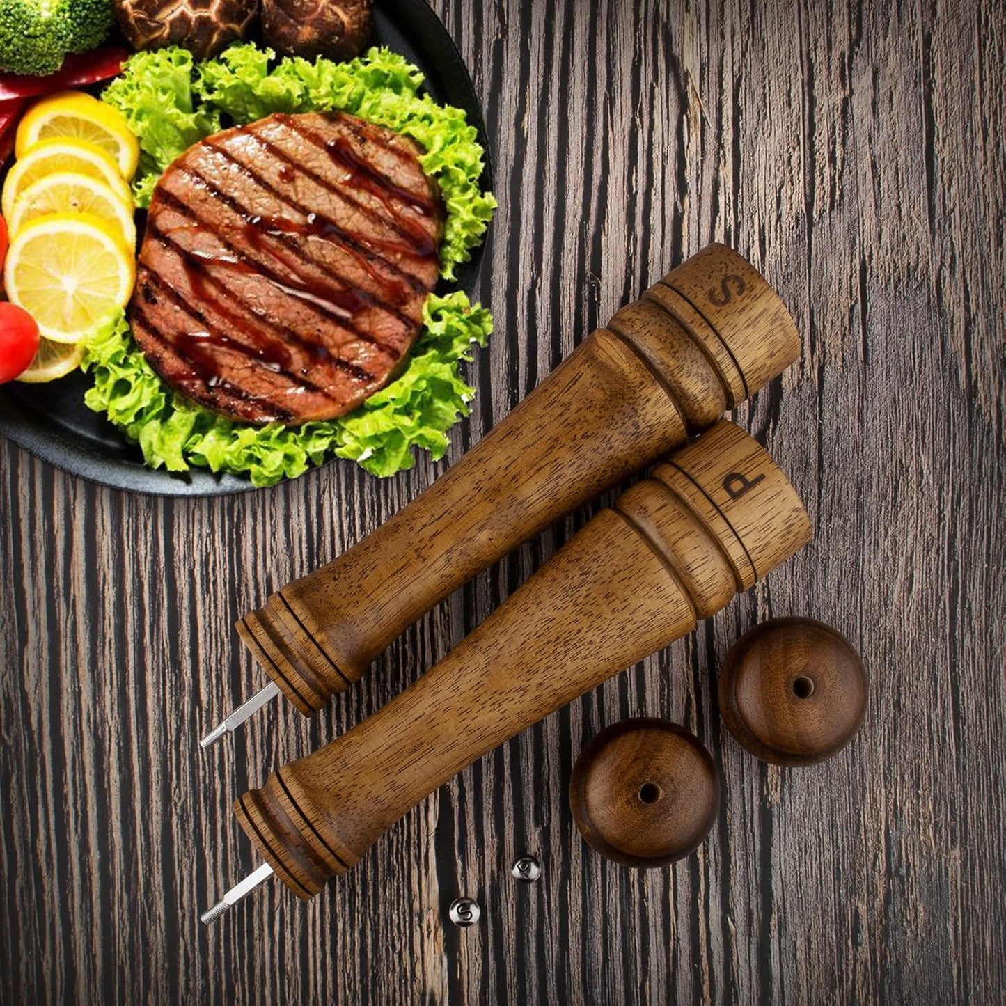 Wooden Salt and Pepper Grinder Set (2pcs)