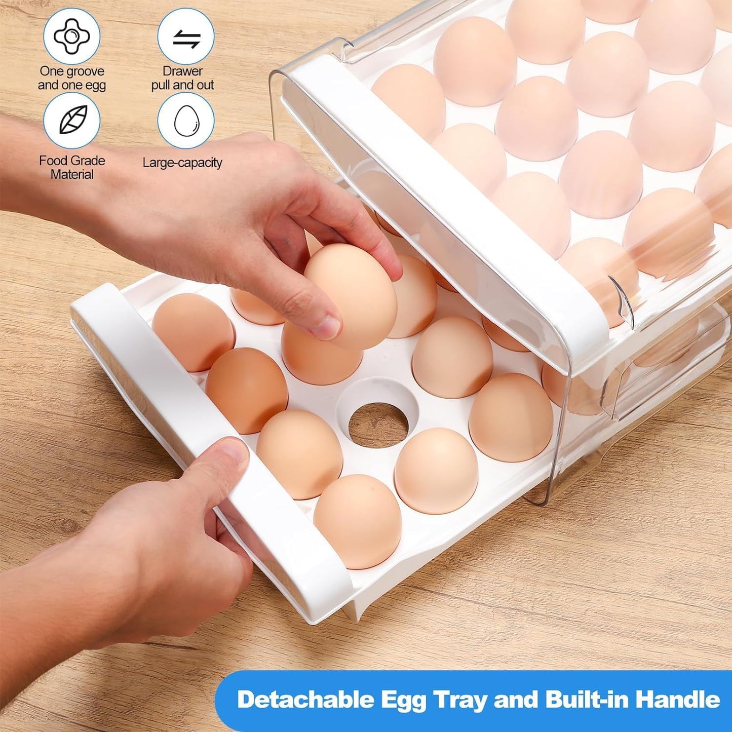 Egg Holder for Refrigerator, 40 Capacity Egg Storage