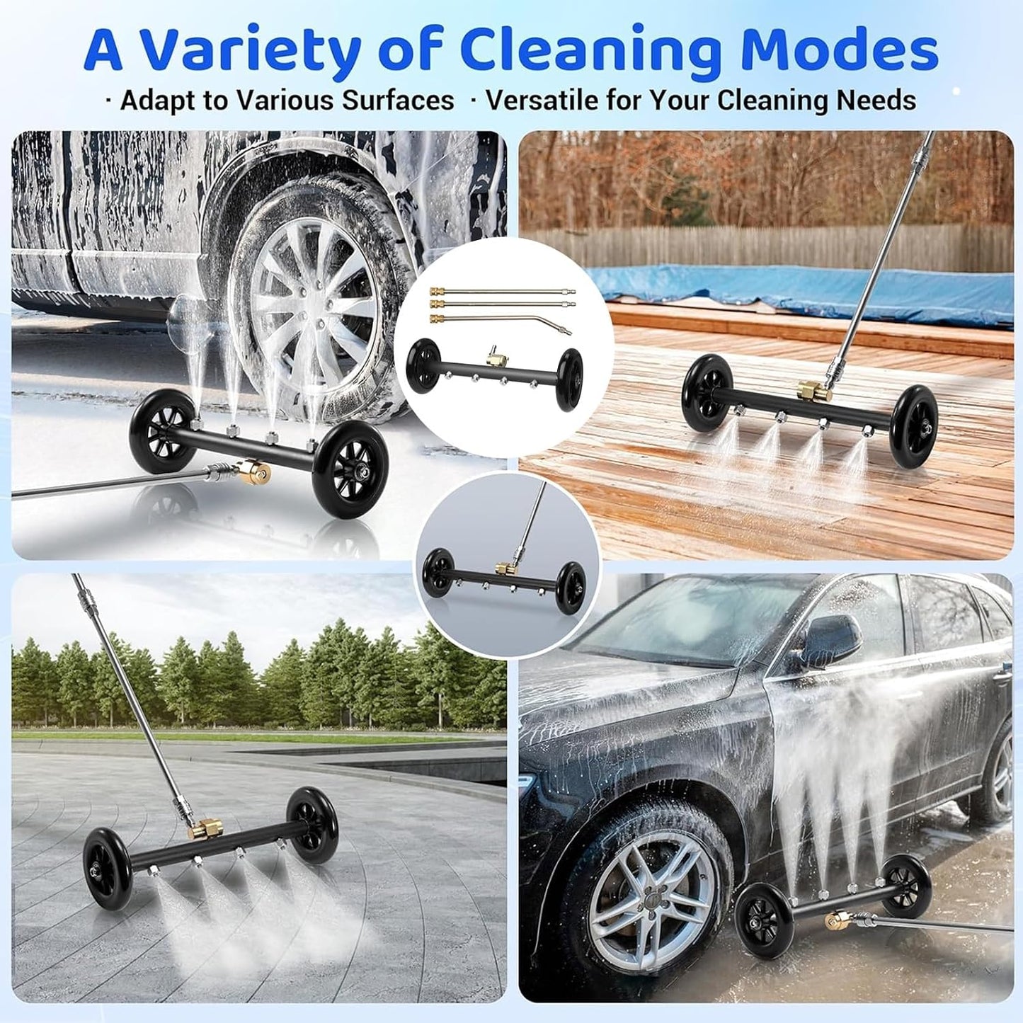 Water Broom Under car 2 in 1 Pressure undercarriage Washer Attachment