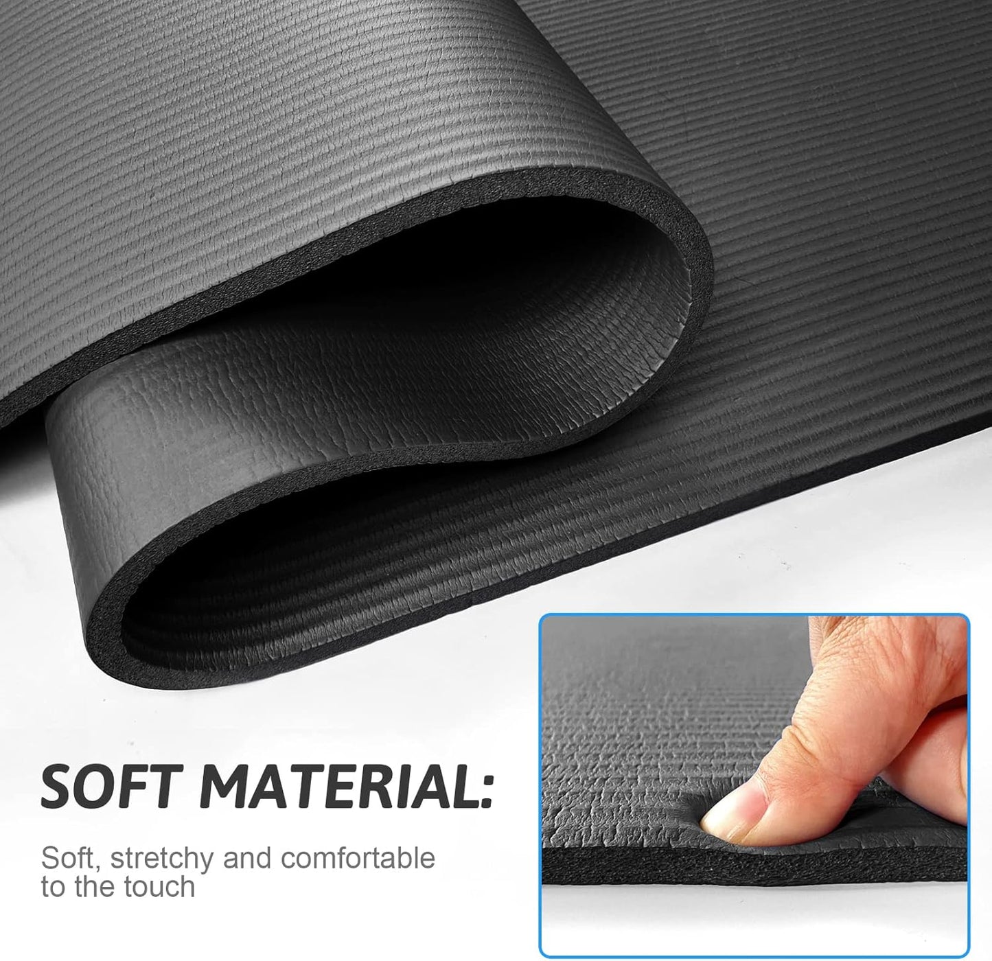 Yoga Mat Floor , Extra Thick Exercise Yoga Gym Floor Mat with Carrying Strap