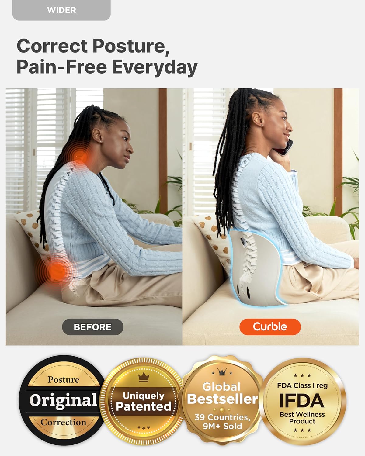 Lumbar Support Posture Corrector seat pad Chair for Adults