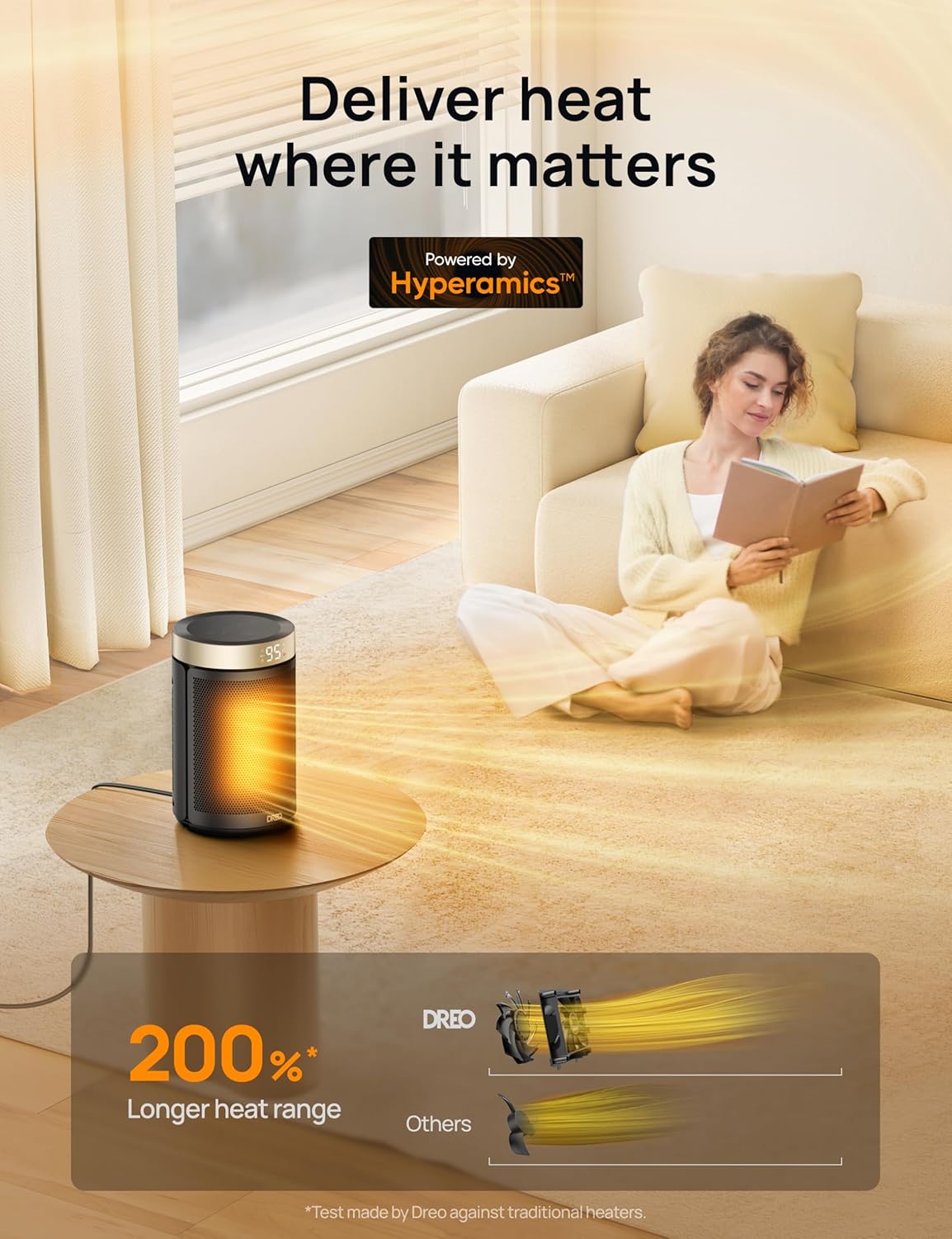 Space Heater, Portable Electric Heaters for Indoor Use with Thermostat