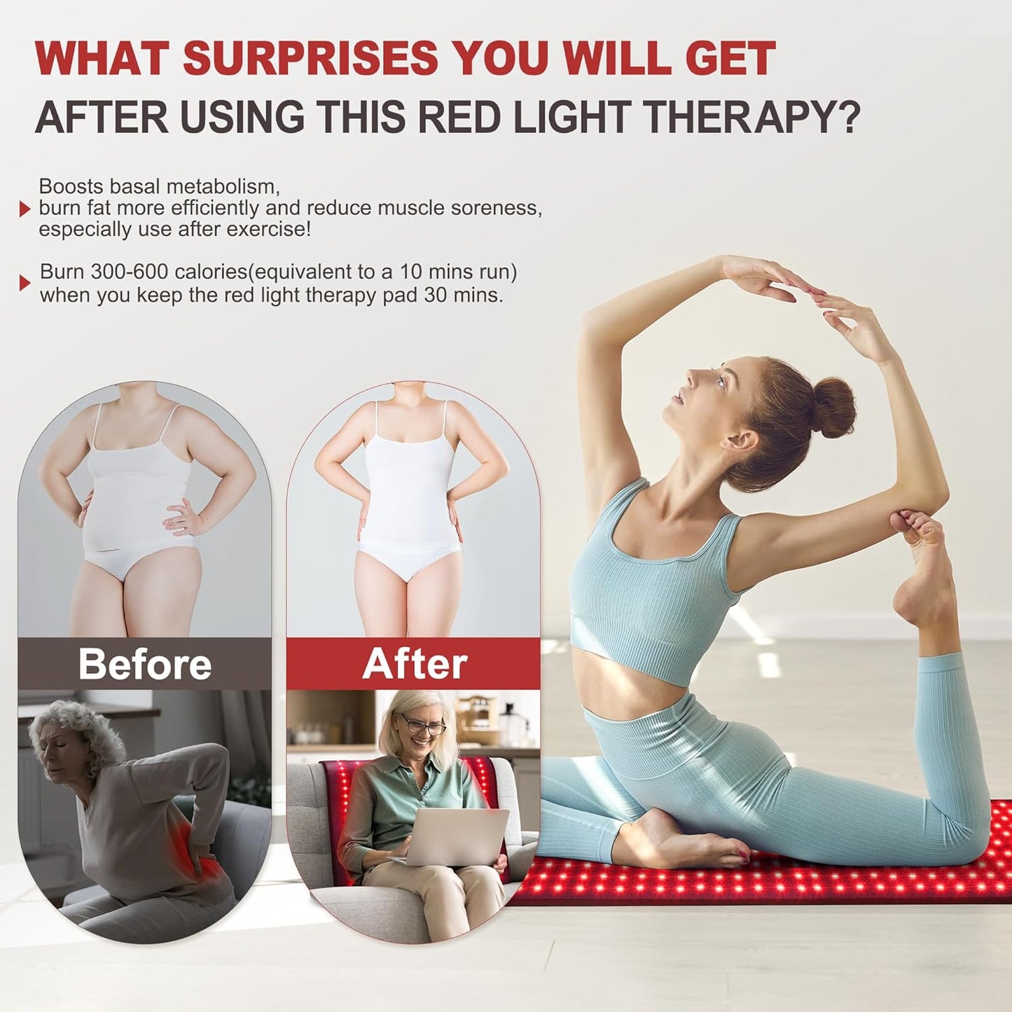 Pedete Red Light Therapy Mat for Body, Holiday Birthday Gifts for Women Men, 39’’ x 24’’Large Infrared Light Therapy with Time