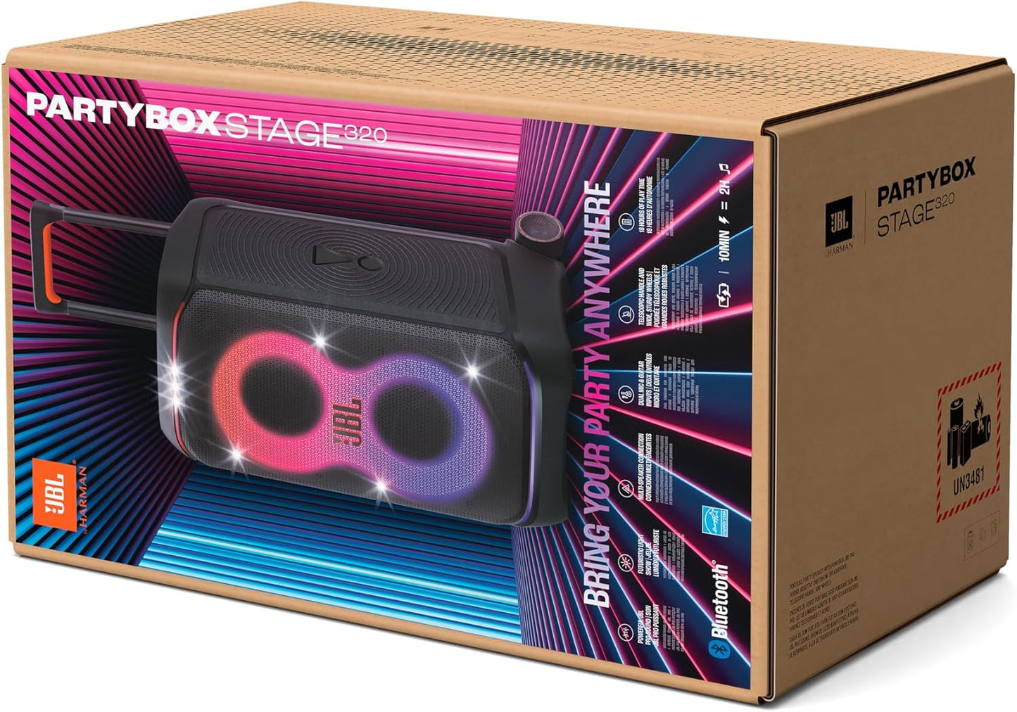 JBL PartyBox Stage 320 Pro Sound, Futuristic Lightshow, 18H Playtime (NO MIC)