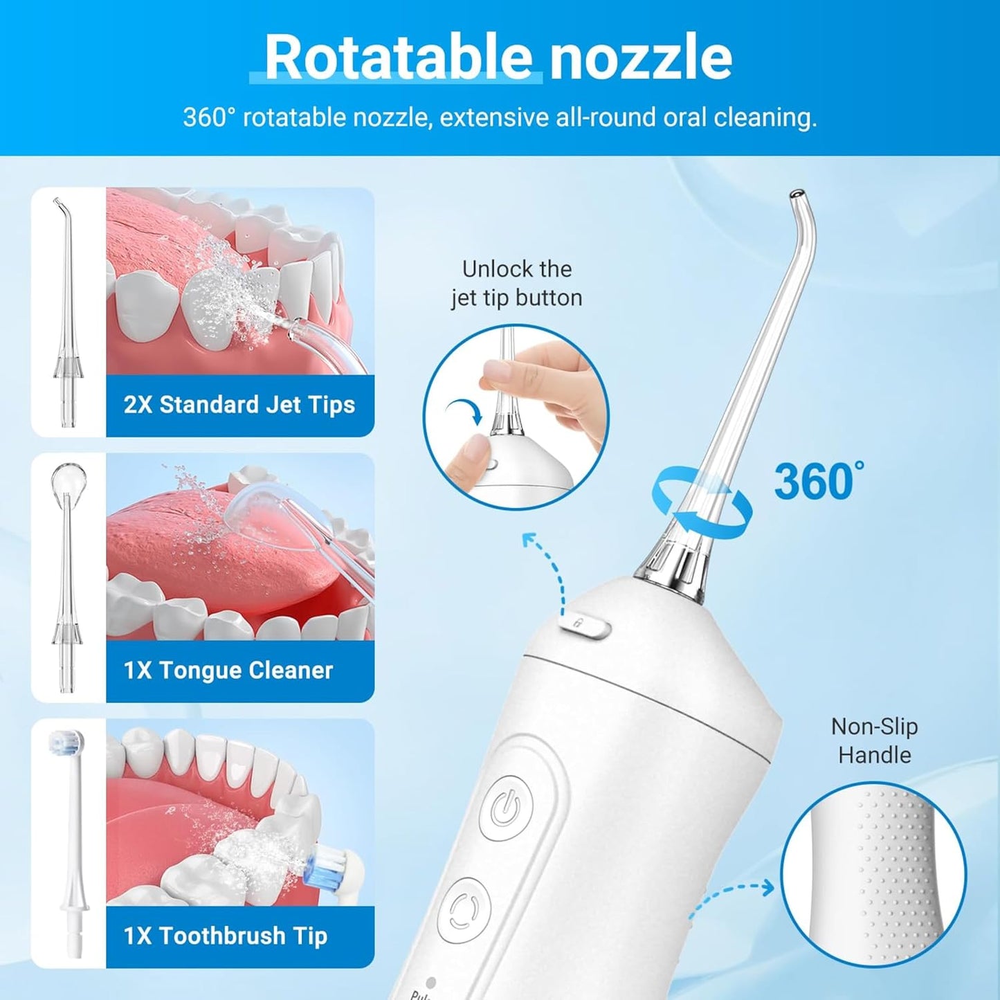 Portable Water Flosser for Teeth - 4 Modes Cordless Oral Irrigator
