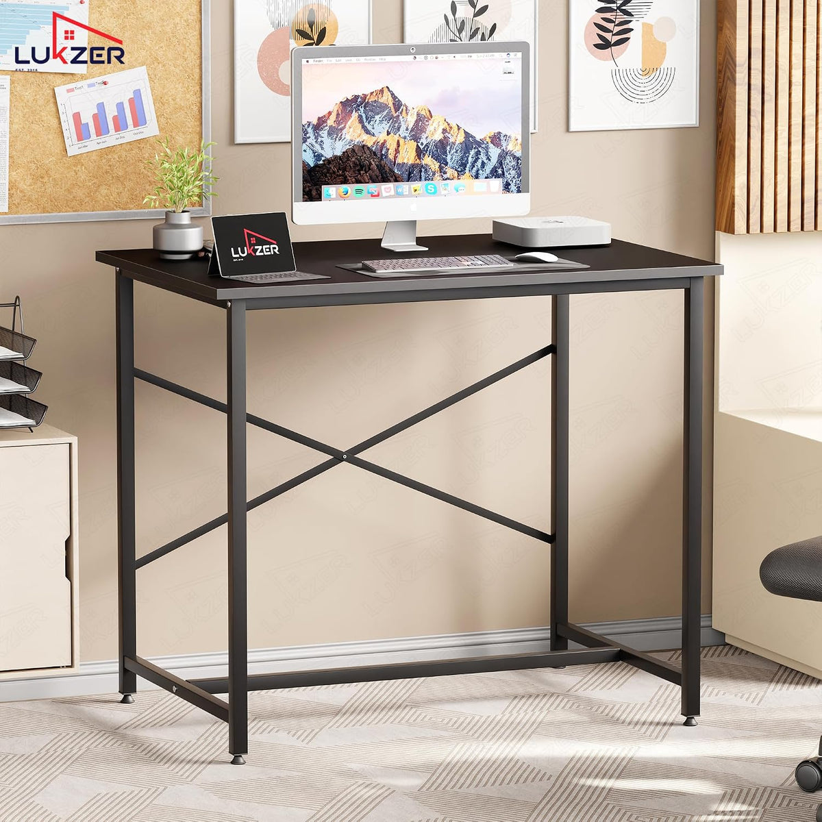 Computer foldable desktop table metal