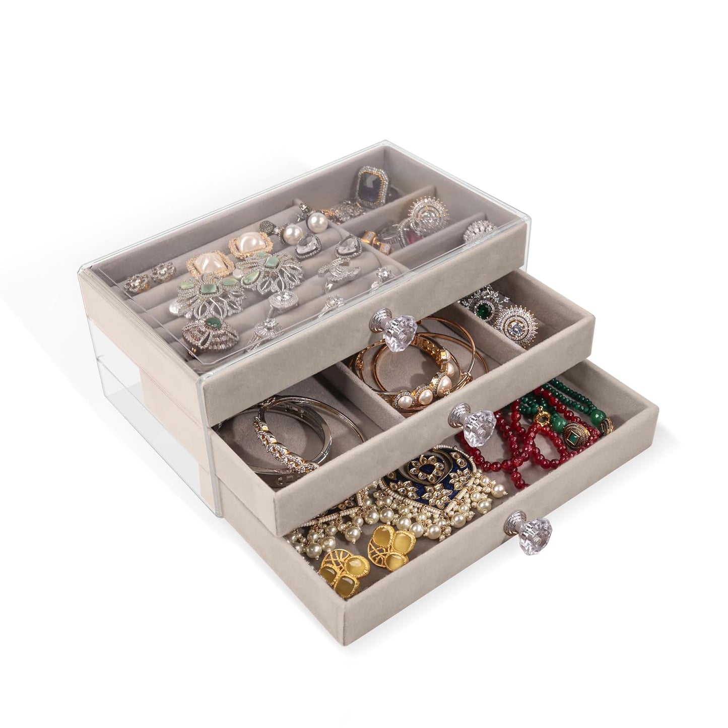 Jewellery Box - 3 Layer Jewellery Organizer Storage Box