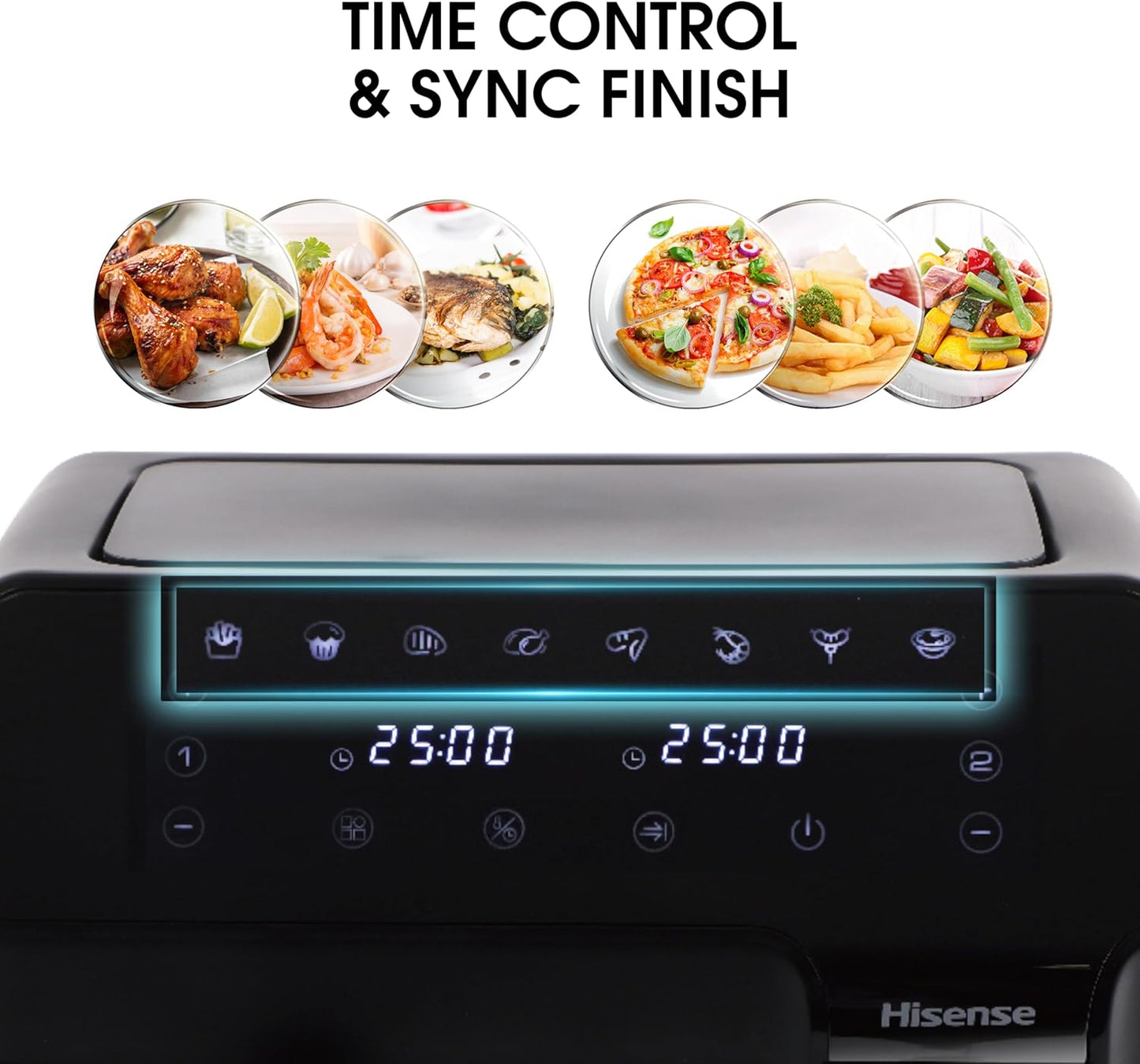 Hisense 9L Dual Basket Air Fryer, Air Fry, Preset Menus, 360° Circulation