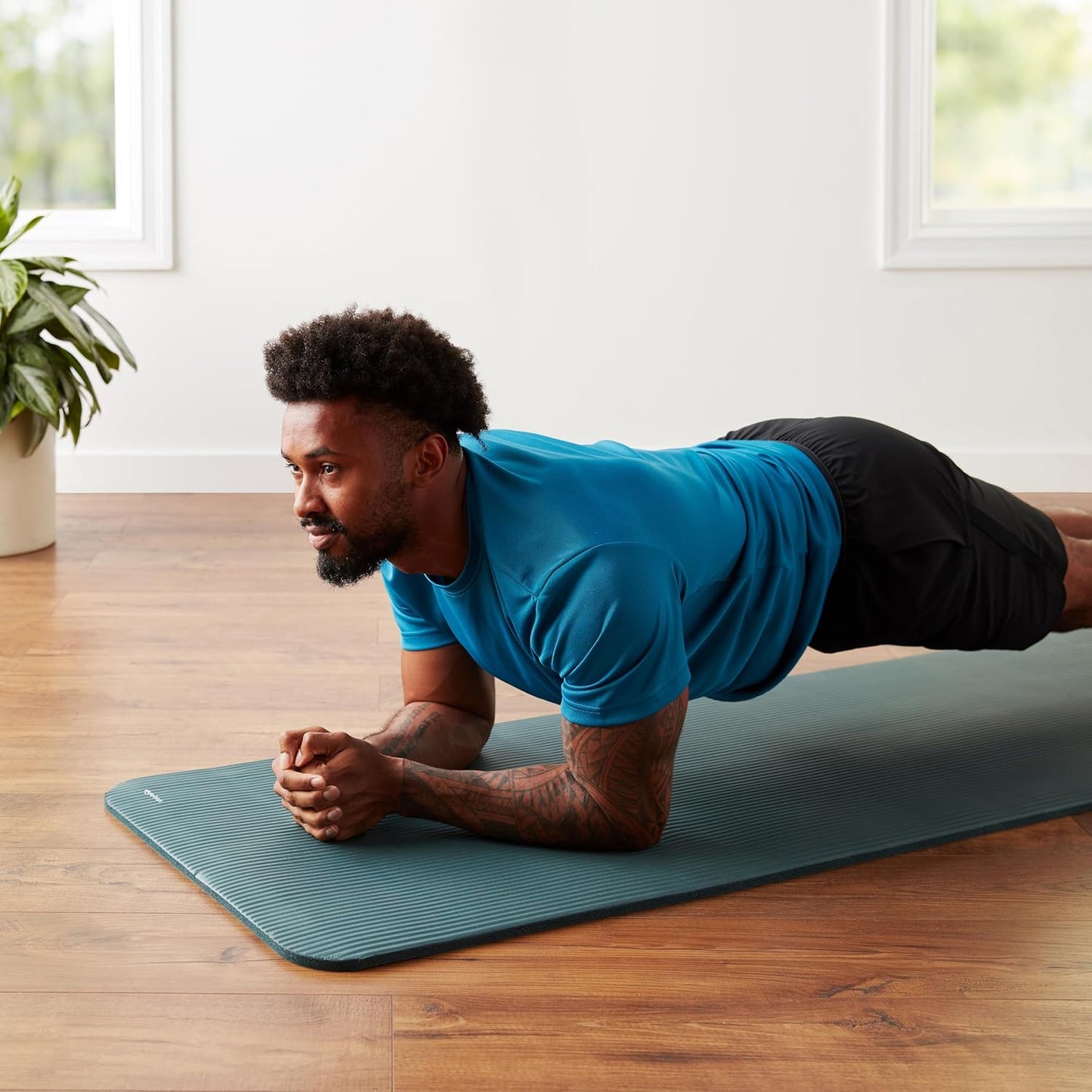 Yoga Mat Floor , Extra Thick Exercise Yoga Gym Floor Mat with Carrying Strap