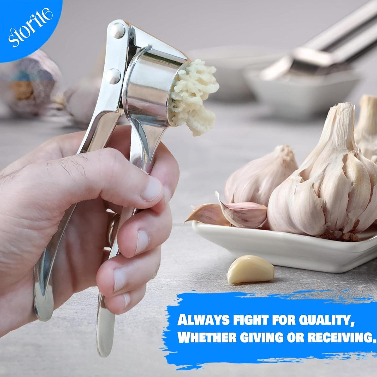 Stainless Steel Multi-Functional Manual Garlic Crusher Presser Portable