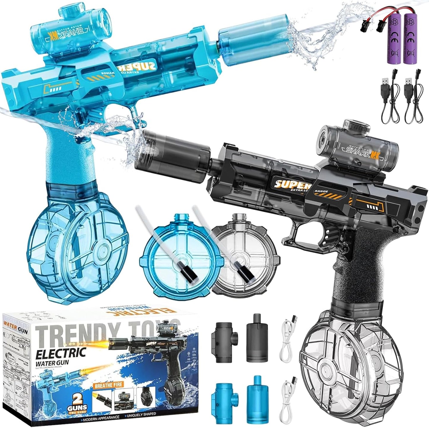 Electric Water Gun  Pistols Long Range with flashing light